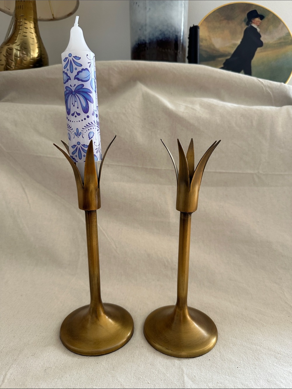 West Elm Brass Tulip Candle Holder Pair/Set
